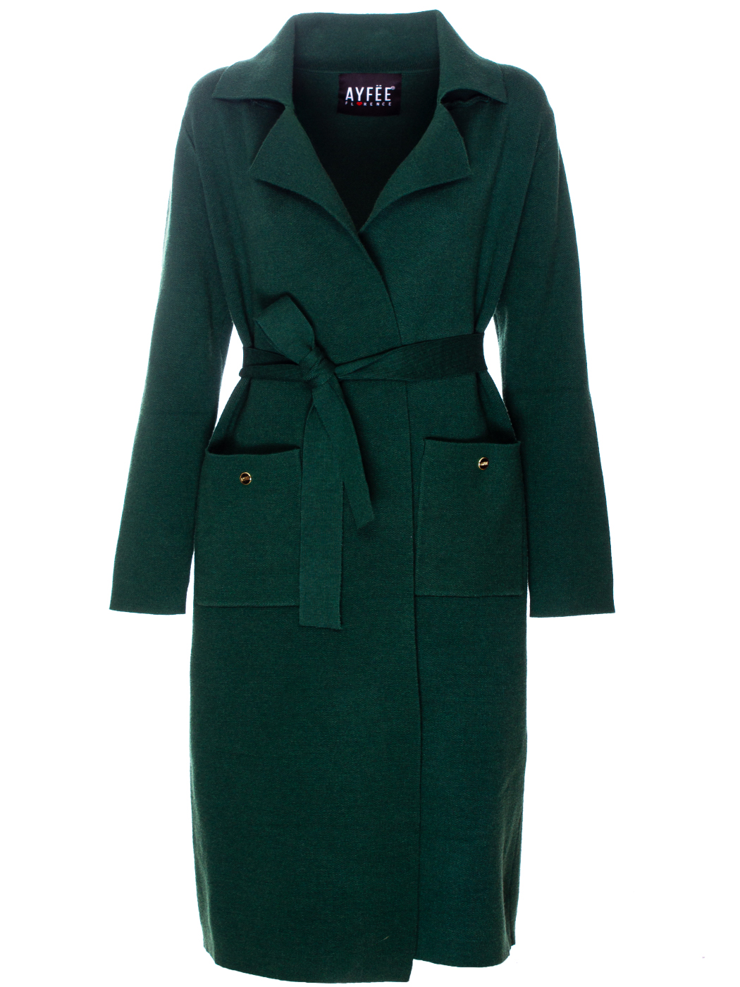 GIACCA LUNGA MAGLIERIA PUNTO TESSUTO, 2 TG  - DARK GREEN